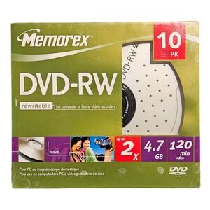 NEW 10 Pack DVD-RW Memorex Rewritable Computer/Home Video‎ Recorders 4.7 GB